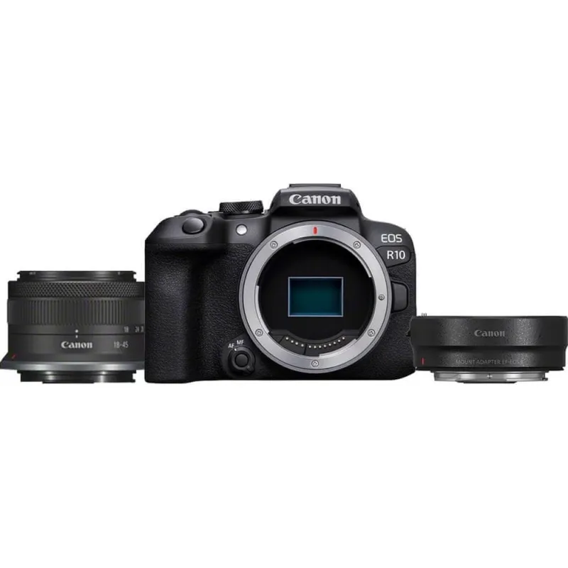 Aparat Canon EOS R10 + RF-S 18-45 mm f/4.5-6.3 IS STM + adapter EF-EOS R (5331C038)