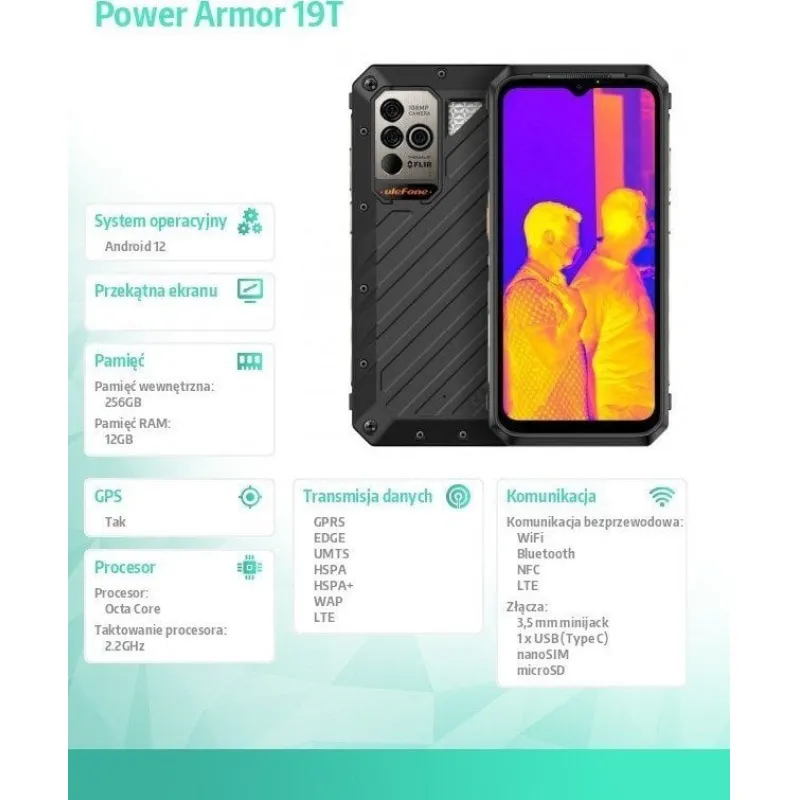 Smartfon UleFone Power Armor 19T 12/256GB Czarny (UF-PA19T/BK)