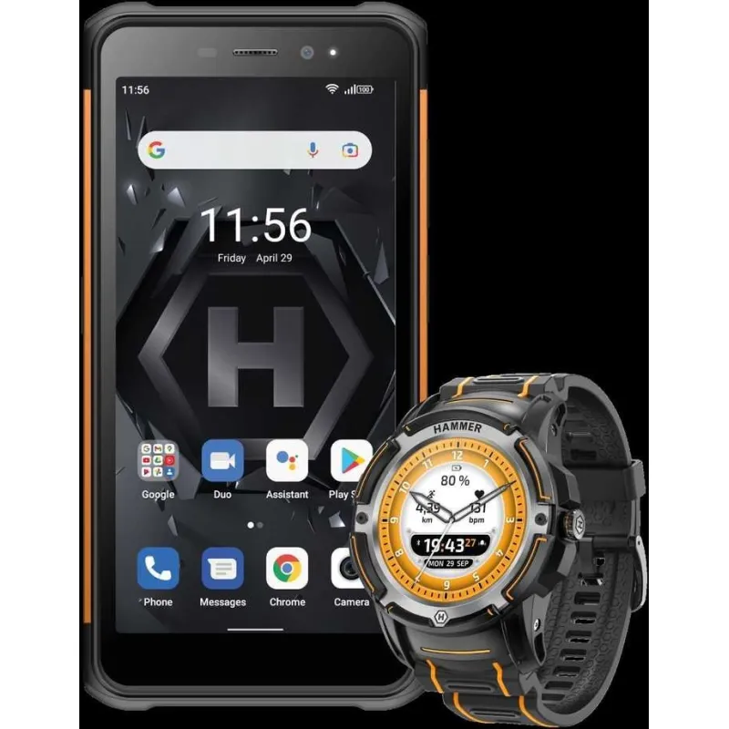 Smartfon myPhone Hammer Iron 4 + Watch Plus 4/32GB Czarno-pomarańczowy (TEL000860)