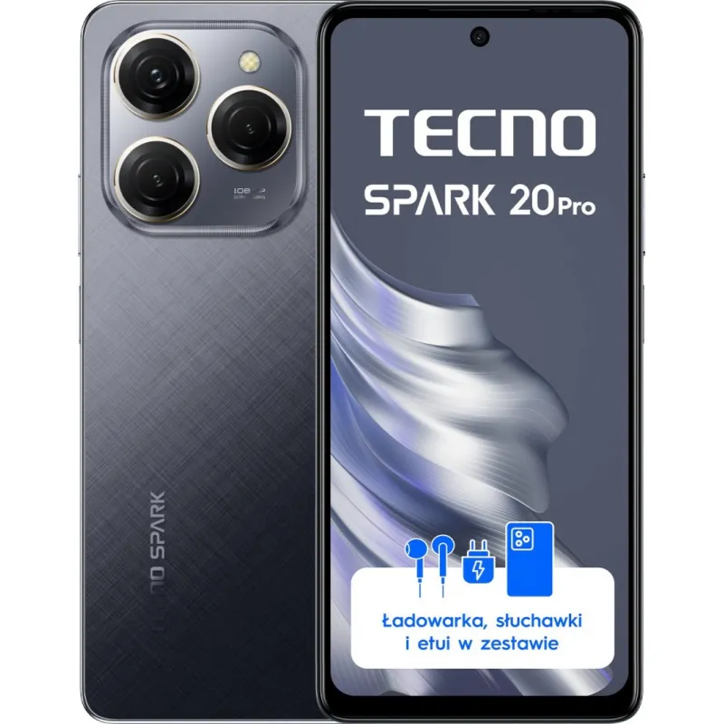 Smartfon Tecno Spark 20 Pro 8/256GB Czarny (KJ6_256+8_MB)