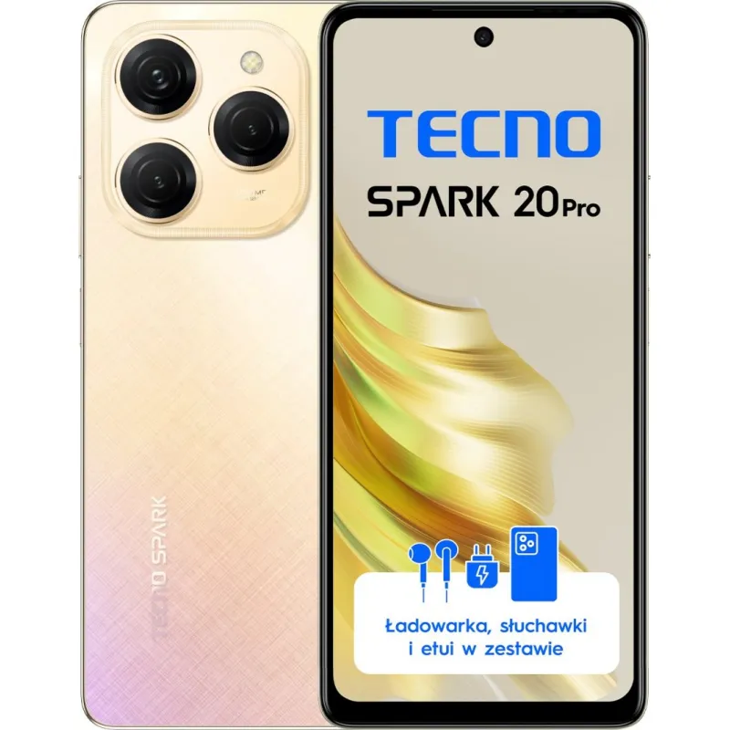 Smartfon Tecno Spark 20 Pro 8/256GB Żółty (KJ6_256+8_SB)