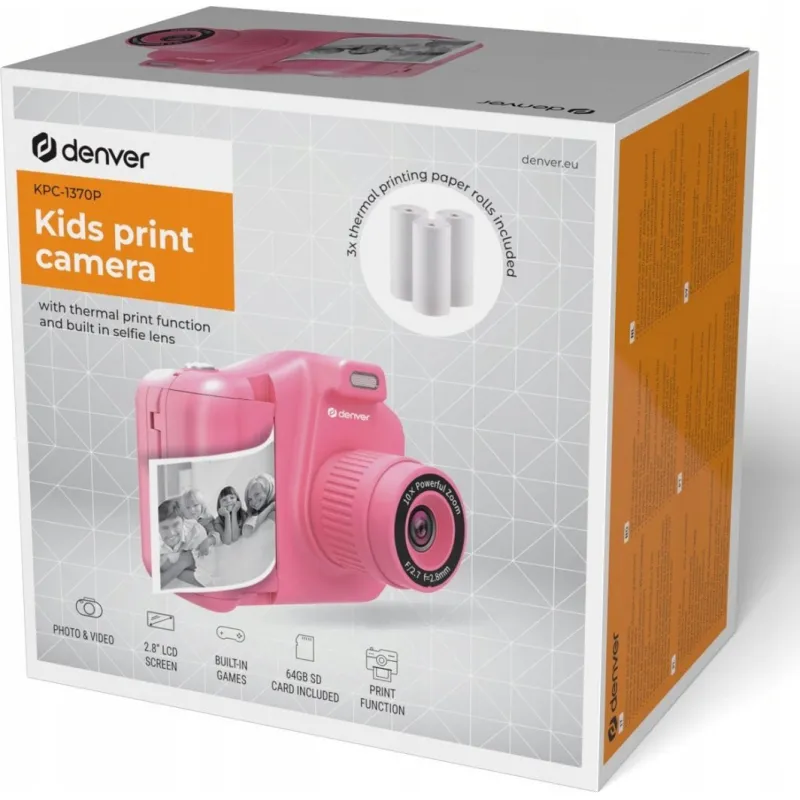 Aparat cyfrowy Denver Denver KPC-1370 pink Kids camera with printer